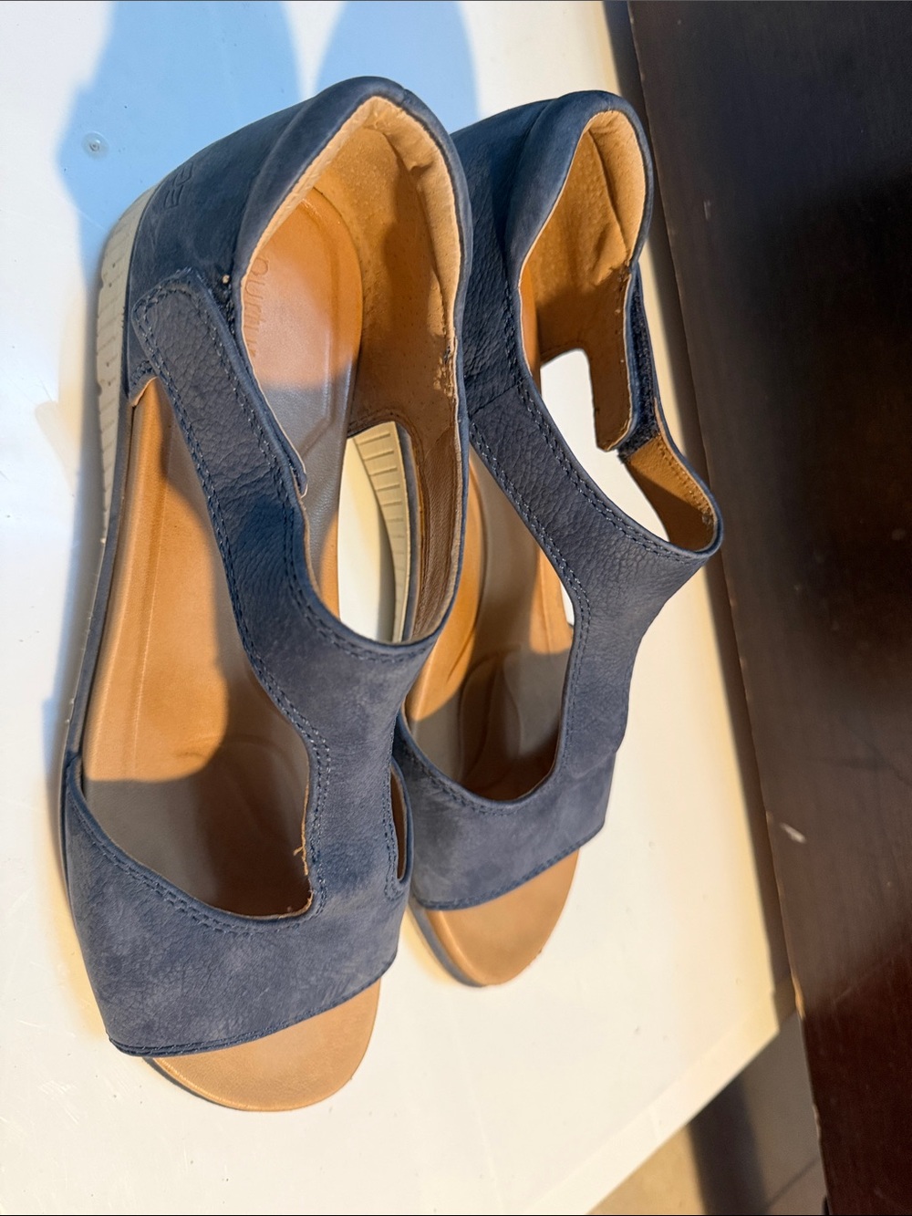 Nurture by Lamaze Navy Suede Open-Toe Slingback Wedge Sandals
